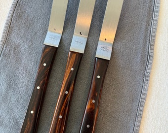 Titanium offset spatulas with desert ironwood handles
