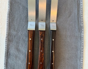 Titanium offset spatulas with desert ironwood handles