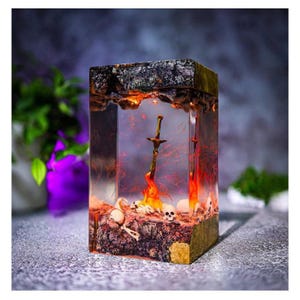 Resting place in D.ark Sou.ls Night Light Bo.nfire Da.rk Soul 3 lamp, D.ark Sou.ls fire statues Fire Glowing Sword Figur, Custom Night Light