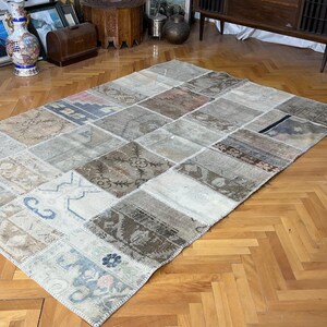 150x250 Patchwork Teppich, Türkischer Patchworkteppich, Wohndekor, Handgemachtes Patchwork, Originalteppich, Exklusiv, Vintage Patchwork, Oushak Patchwork