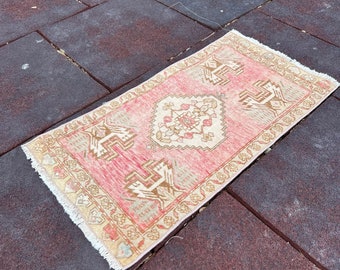 2x3 Door Mat Rug, Small Beige Runner Rug, Vintage Oushak Rug, Small Turkish Rug, Door Mat, Bath Mat Rug, Rugs,Handmade Wool Rug, Decor Rugs