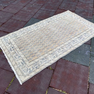3x6 Area Rug, Vintage Rug, Oushak Small Rug, Low Pile Area Rug, Anatolian Rug, Handmade Rug, Oushak Rug, Turkish Rug, Wool Rug,Free Shipping
