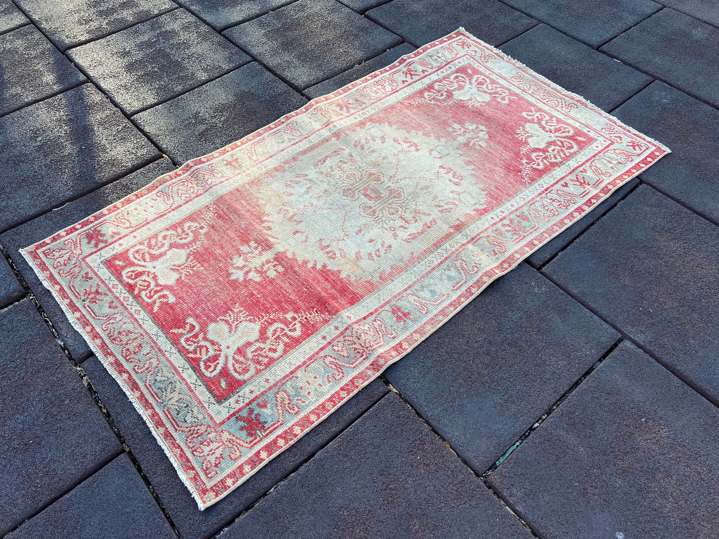 3x5 ft, Turkish Rug, Vintage Area Rug, Table Rug, Red Oushak Rug, Entree Rug, Stair Rug, Bohemian Rug, Small Runner Rug, Old Turkish Rug