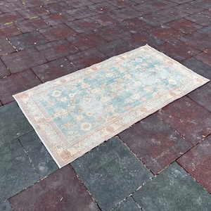 3x6 ft, Vintage Blue Runner Rug, Navy Blue Rug, Oushak Runner Rug, Rug Runner, Vintage Kitchen Runner Rug, Narrow Runner, Hallway Rug