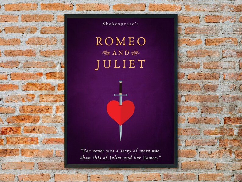 Romeo and Juliet Poster, Printable Wall Art, Book Poster, Classroom ...