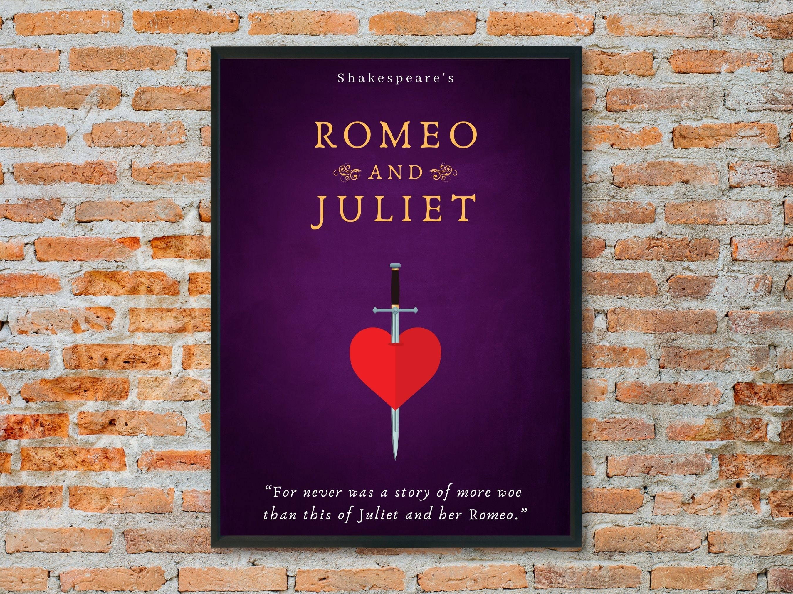 Romeo and Juliet Poster, Printable Wall Art, Book Poster, Classroom ...