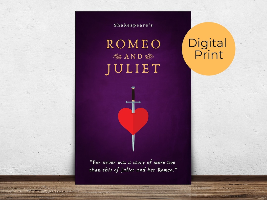 Romeo and Juliet Poster, Printable Wall Art, Book Poster, Classroom ...