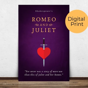 Romeo and Juliet Poster, Printable Wall Art, Book Poster, Classroom Decor, Digital Download