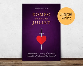 Romeo and Juliet Poster: Minimalist Book Art, Classroom Decor (Digital Download)