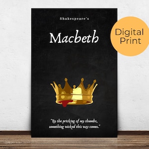 Póster de Macbeth / Arte mural imprimible / Póster de libro / Decoración para el aula / Descarga digital