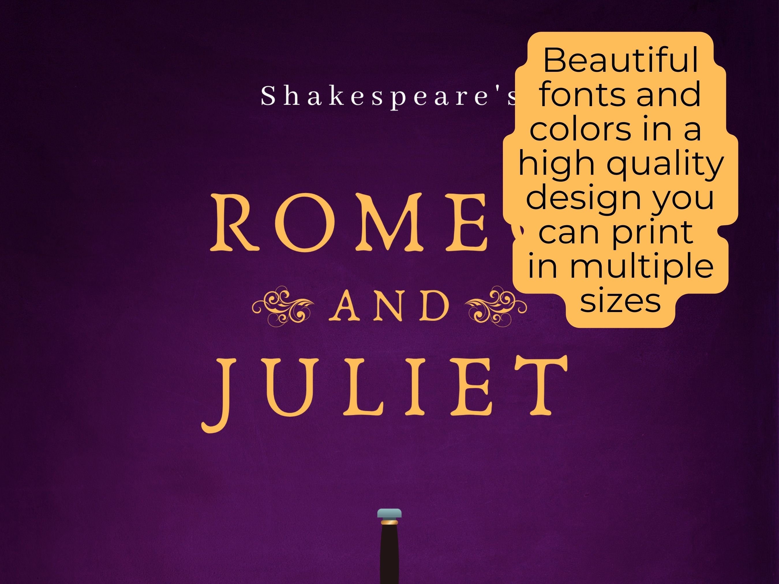 Romeo and Juliet Poster, Printable Wall Art, Book Poster, Classroom ...
