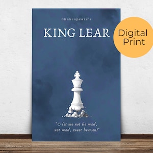 Póster de El Rey Lear / Arte mural imprimible / Póster de libro / Decoración para el aula / Descarga digital
