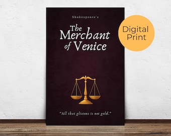 The Merchant of Venice Poster | Printable Wall Art | Book Poster | Classroom Decor | Digital Download | Shakespeare