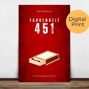 Fahrenheit 451  Printable Wall Art, Book Poster, Classroom Decor, Digital Download