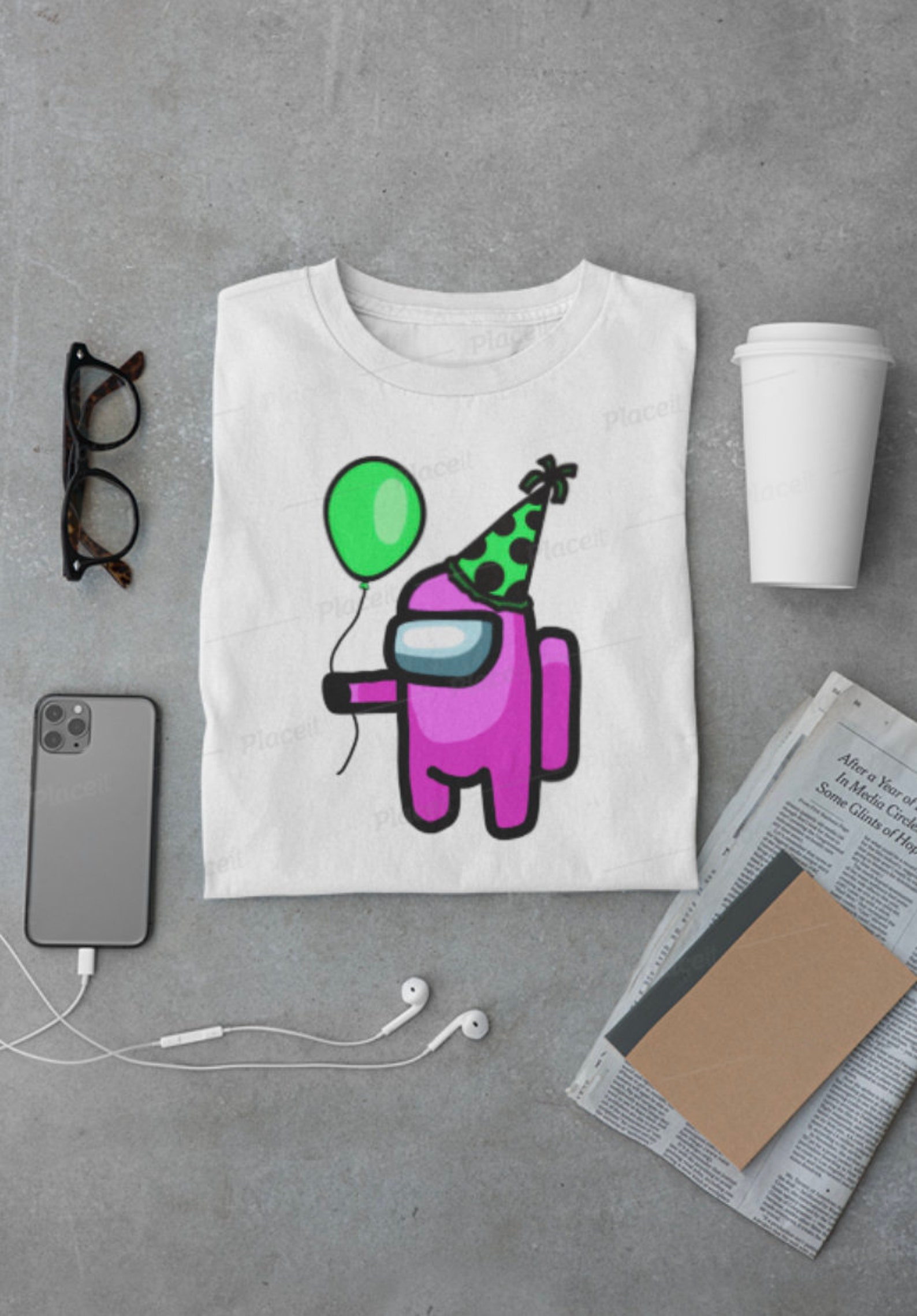 Download Among Us Birthday Pink PNG and SVG Birthday Hat Balloon | Etsy