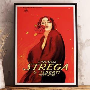 Likör Strega Vintage Plakat: Jugendstil Werbung aus Italien