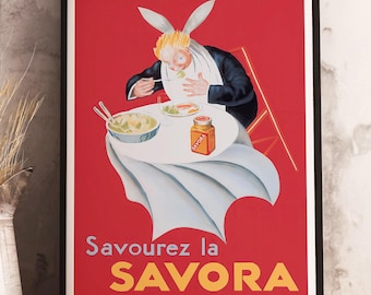 Vintage Italian Savora Food & Drink Poster: Retro Bar Decor Print for Kitchen Wall Art