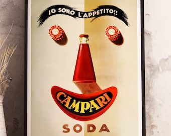 Vintage Campari Soda Advertisement Canvas Print: Retro Italian Bar Decor