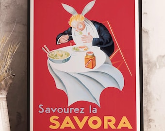 Vintage Italian Savora Food & Drink Digital Poster: Retro Bar Decor for Kitchen Wall Art