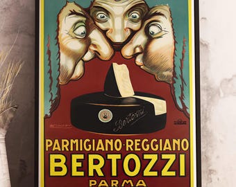 Cheese Bertozzi Parma Parmigiano Reggiano Italy - Noses Smell Vintage Food&Drink Poster - Italian Food
