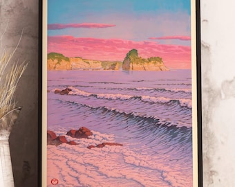 Kawase Hasui's Morning Sea: Vintage Japanese Woodblock Print Art - Zen Ocean Landscape Poster