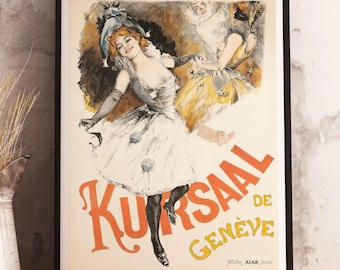 Vintage Kurzaal de Geneve Poster, Belle Époque Dancer, French Theatre Canvas Print