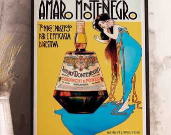 Amaro Montenegro Vintage DIGITAL Print - Bar Decor - Food & Drink Cocktail Poster