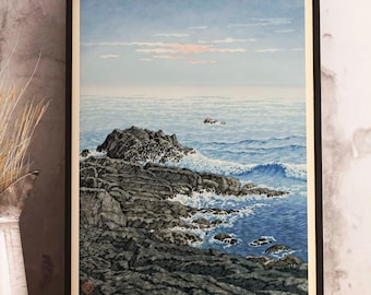 Hasui Kawase Japanese Art Print: Cape Inubo Seascape, Japandi Wall Decor