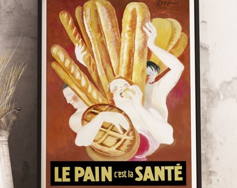 Rustic Sourdough Bread Vintage Art Print, Leonetto Cappiello Poster, Cozy Kitchen French Decor