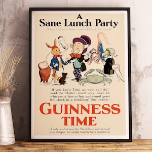 Digitales Guinness-Poster - Guinness Sane Lunch Party - Vintage Leinwand - druckbares Retro-Poster - Café-Tapete - Raumdekor
