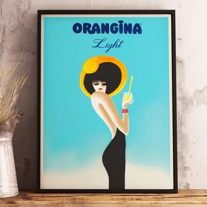 Orangina Vintage Food&Drink Poster von Bernard Villemot - Bar Decor -Orangina Poster - Orangina Light Vintage Poster