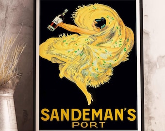 Sandeman's Port Vintage canvas retro DIGITAL printable poster - bar decor - cafe wallpaper - room decor