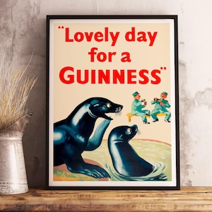 Guinness Digitaldruck - Schöner Tag - Bar Dekor - Schöner Tag - Vintage Leinwand - Tapete - Zimmerdeko - antikes Plakat - Wand Kunst Druck