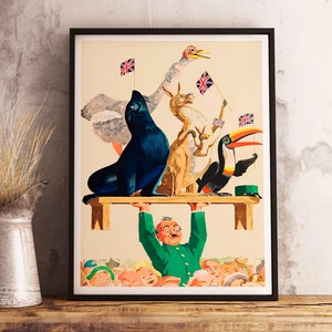 Vintage Guinness Bar Print: Retro Animal Poster (Digital Download)