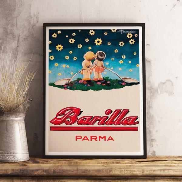 Barilla Pasta Digital Vintage Food&Drink Poster - Bar Decor - Housewarming Gift - Cooking Gift - Italian Food Print - Italian Food Print