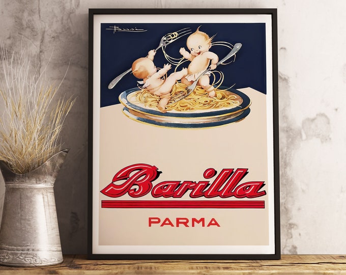 Barilla Parma Vintage Poster, Housewarming Gift, Cooking Gift, Italian Food Antique Print, Food&Drink Vintage Poster, Italian Food Print
