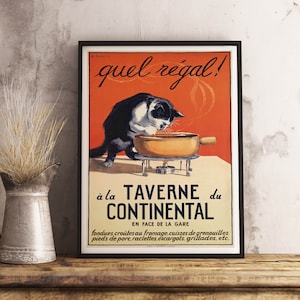 "Taverne Continental Vintage Food&Drink Poster - ""Bar Decor"" - Café Tapete - Zimmerdeko - Antikes Cocktail Poster - Wand Kunst Druck"