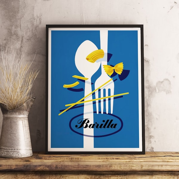 Barilla Pasta Digital Vintage Food&Drink Poster - Bar Decor -Housewarming Gift - Cooking Gift - Italian Food Print - Italian Food Print