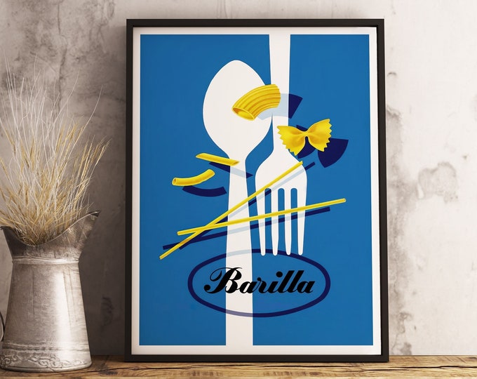 Barilla Pasta Vintage Food&Drink Poster - Regalo de bienvenida - Regalo de cocina - Impresión antigua de comida italiana - Impresión de comida italiana