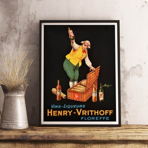 Henry Vrithoff Bar Cart Poster - Vintage Food&Drink Print - druckbares Poster - Café Tapete - Raumdekor - antikes Plakat - Wanddekor