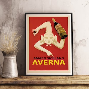 Amaro Siciliano Averna Vintage Food&Drink poster - Bar Decor - Italian Drink - Restaurant Vintage Poster - Wall Decor