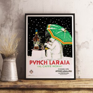 Punch Laraia Al Caffe Mokka Vintage Food&Drink Poster - dekoracja baru - sztuka ścienna - plakat do restauracji - plakat ze sztuką kuchenną - prezent dla niego