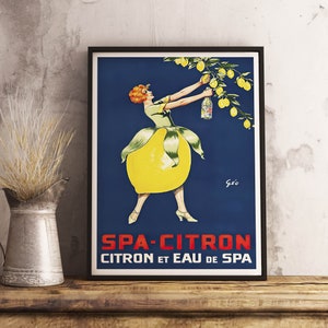 Spa Citron Vintage pôster de lona retrô para impressão - decoração de bar - papel de parede de café - decoração de quarto - pôster antigo - impressão de arte de parede