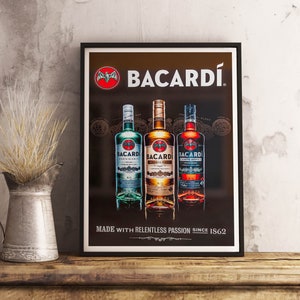 Bar Warenkorb Vintage Food & Drink Poster - Bacardi Print - Café Tapete - Raumdekor - Cocktail Poster - Wand Kunst Druck - Geschenkidee