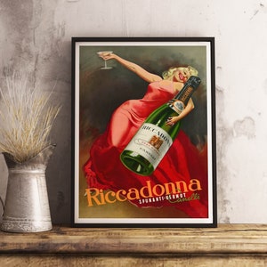 Poster digitale vintage di cibo e bevande Riccadonna - Decorazione da bar - Regalo di inaugurazione della casa - Regalo di cucina - Stampa di cibo italiano - Poster stampabile