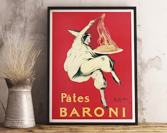 Pates Baroni Vintage Poster by Leonetto Cappiello Food&Drink Poster - Bar cart decor - Kitchen decor - Canvas Print - Gift Idea for momm