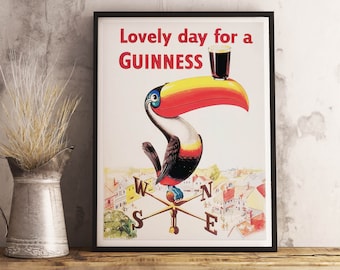 Guinness Toucan Vintage Ad Poster: John Gilroy Bar Decor