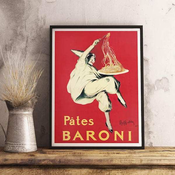 Pates Baroni Digital Vintage Food&Drink Poster - Art Deco - Canvas Print - Gift Idea -  Bar decor - Leonetto Cappiello
