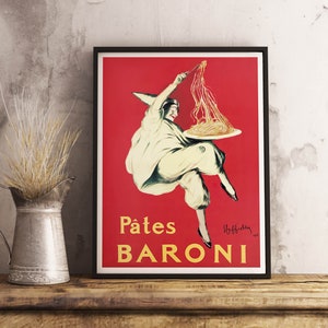 Pasta Pates Baroni Vintage Food&Drink Poster | 1921 | Leonetto Cappiello - Dekoracja kuchni - Prezent do gotowania - Włoskie jedzenie