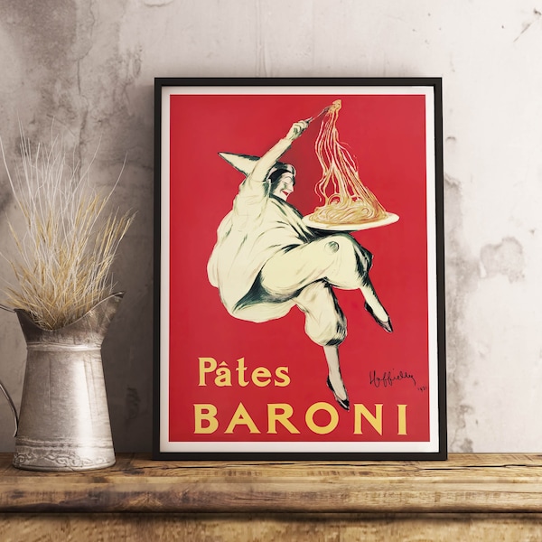 Pates Baroni Vintage Poster by Leonetto Cappiello Food&Drink Poster - Bar cart decor - Kitchen decor - Canvas Print - Gift Idea for momm